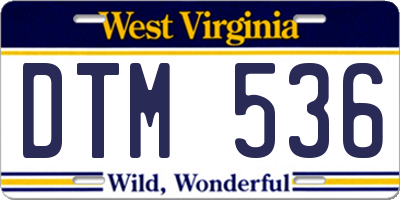 WV license plate DTM536