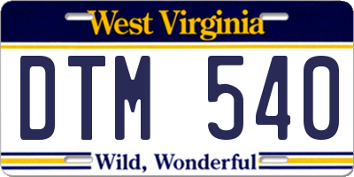 WV license plate DTM540