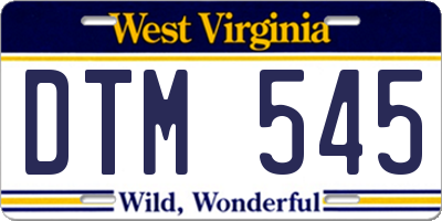 WV license plate DTM545