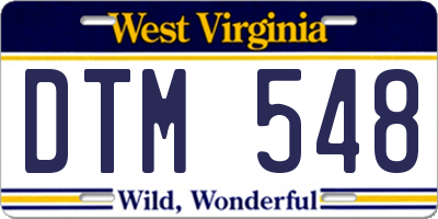 WV license plate DTM548