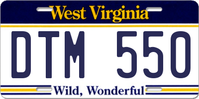 WV license plate DTM550