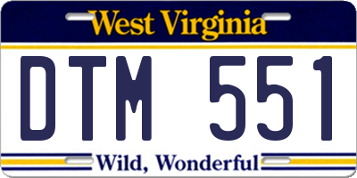 WV license plate DTM551