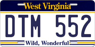 WV license plate DTM552