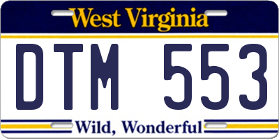 WV license plate DTM553