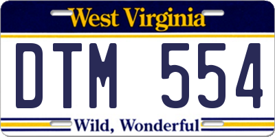 WV license plate DTM554