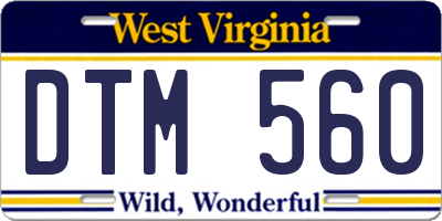 WV license plate DTM560