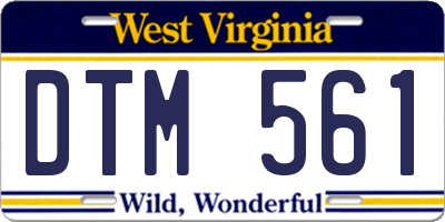 WV license plate DTM561
