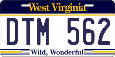 WV license plate DTM562