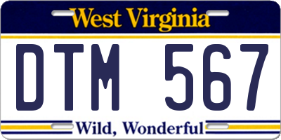 WV license plate DTM567