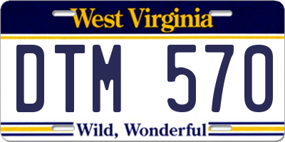 WV license plate DTM570