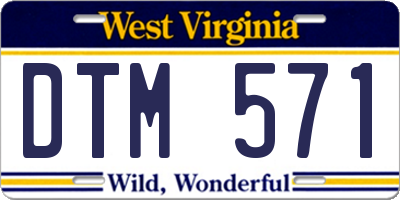 WV license plate DTM571
