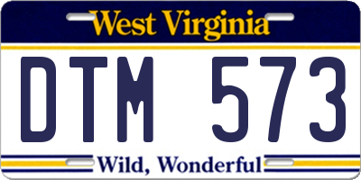 WV license plate DTM573