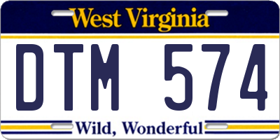 WV license plate DTM574
