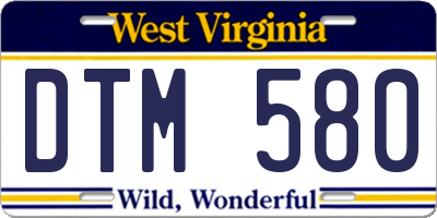 WV license plate DTM580