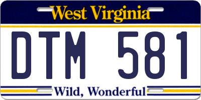 WV license plate DTM581