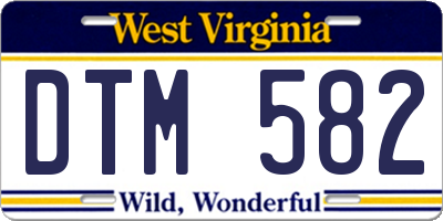 WV license plate DTM582