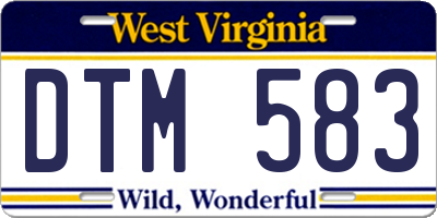 WV license plate DTM583