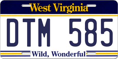 WV license plate DTM585