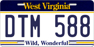 WV license plate DTM588