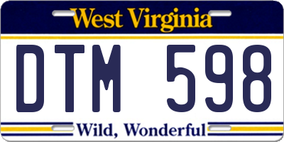 WV license plate DTM598