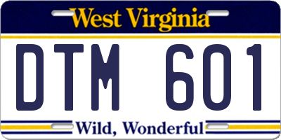 WV license plate DTM601