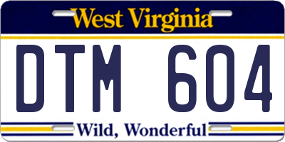 WV license plate DTM604