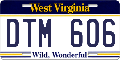 WV license plate DTM606