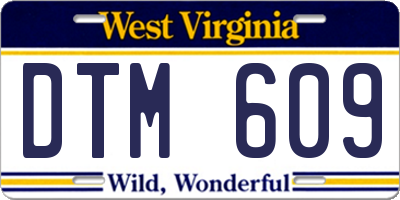 WV license plate DTM609