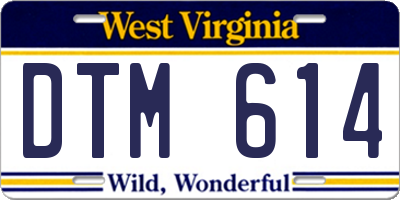 WV license plate DTM614