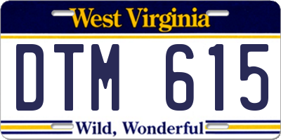 WV license plate DTM615