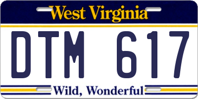 WV license plate DTM617