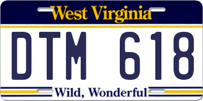 WV license plate DTM618