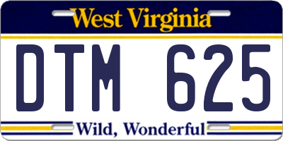 WV license plate DTM625