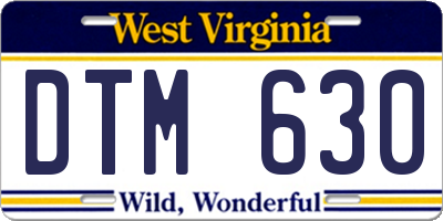 WV license plate DTM630