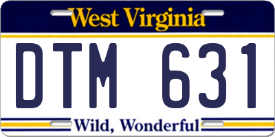 WV license plate DTM631