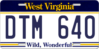 WV license plate DTM640