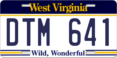 WV license plate DTM641
