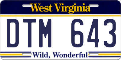 WV license plate DTM643