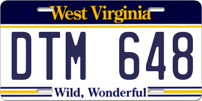 WV license plate DTM648