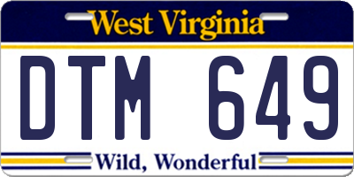 WV license plate DTM649