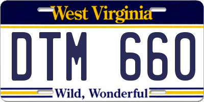 WV license plate DTM660