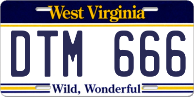 WV license plate DTM666
