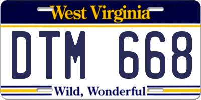 WV license plate DTM668