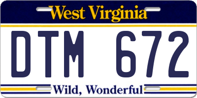 WV license plate DTM672