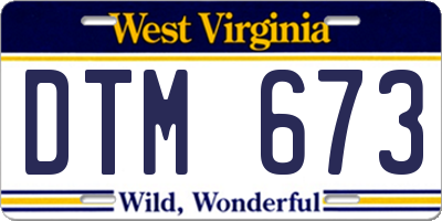 WV license plate DTM673