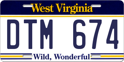 WV license plate DTM674
