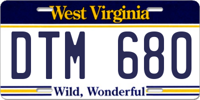 WV license plate DTM680