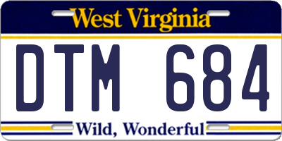 WV license plate DTM684