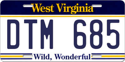 WV license plate DTM685