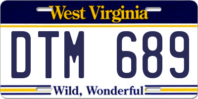 WV license plate DTM689